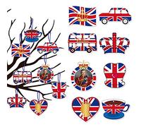 Kings Coronation Union Jack Decorations for His Majesty 2023, Mini King Charles III Coronation Hanging Pendant Party Decor for Great British