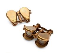 Kings County Tools Compact Brass Folding Binoculars | 2X Magnification | Victorian Style | 4.75" L x 8.75" W x 4" H Size