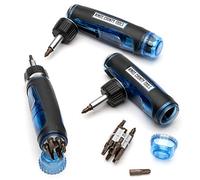 Kings County Tools Multi-Purpose Ratcheting Screwdriver | 3 Adjustable Handle Positions | Ergonomic & Sure-Grip Handle | 13 Steel Bits | Magnetic ABS Plastic Storage Cap