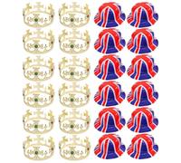 King's Crown & Union Jack Bowler Set I Love Fancy Dress Gold One Size
