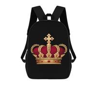 King's & Crowned Funny 17" Backpack Lightweight Daypack Laptop Bag for Travel Hiking Camping