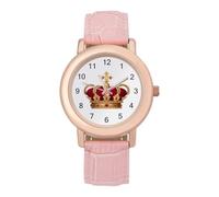 King's & Crowned Funny Women's Wrist Watch with Leather Strap