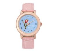 King's Day Netherland Dutch Crown Women's PU Leather Strap Watch Analog Quartz Watch Casual Wristwatch for Home Work