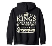 Kings Don't Retire They Become Grandpas Funny New Granddad Zip Hoodie