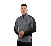 Kings Gym Men's Quarter Zip Long Sleeve Tech Top, Black/Grey, S-XXL, Athletic Performance Training Mid-Layer, Breathable Fabric (Grey, M)