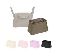 KINGS IN BAG Mini Lindy Bag Insert, Luxury Bags Storage with Silk, Lightweight Inner Bag Compatible with Lindy 19 Bags, Multiple Pockets Large Capacity(Etoupe grey, Lindy19)