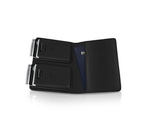 Kings Loot Passport Holder Wallet - RFID Blocking Leather Travel Wallet with Built-in Airtag Holder - Holds 1-6 Cards & Passport - Easy Pull Tab - Slim & Stylish Wallets, Midnight Black, M, Premium