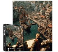 King's War Council 1000 Piece Jigsaw Puzzles for Adults Port Background Art Puzzle Colorful DIY Puzzles for Home Decoration Gifts Family Puzzle Perfect for Game Nights 20" ×27"