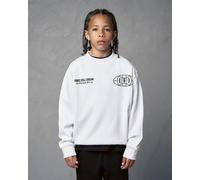 Kings Will Dream Boy's Studio Kids' Duo Line Crew Sweatshirt - 100% Cotton Oversized Fit with Raised Puff Print in White | Size: 12-13 Years Kings Will Dream White 12-13 Years