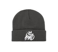 Kings Will Dream KWD Mens Womens Childrens Winter Beanie Hat Designer Woolly Cap, Turn-Up Beanie Comfortable Casual Daily Classic Knitted Warm Hat Grey