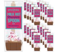 Kingsbridge Premium Hot Chocolate Spoons (20 Pack) - Luxury Milk Chocolate & Mini Marshmallows Stirrer - Milk Chocolate Block with Wooden Spoon - Add Hot Milk for Instant Hot Chocolate