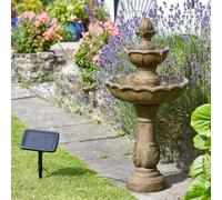 Kingsbury Solar Powered Water Fountain - Stone-Effect 3 Tier Cascading Outdoor Garden Water Feature with Battery Backup & Timer Function for Patio, Decking, Lawn, Yard - Measures H98 x 48cm Diameter
