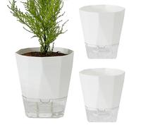 kingsea 3 Pack Self Watering Flower Pots 6-Inch, Plastic Flower Pots, Self-Watering Plant Pot with Visual Reservoir and Drainage Hole Planting Pot for Indoor Outdoor (3pcs-15.2cm-White)