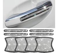kingsea Bling Diamond Car Door Handle Protector, 8 Pcs Universal Bling Car Accessories Bling Rhinestone Car Door Handle Stickers for Most of Cars & Vehicles, Black & Silver