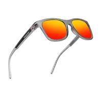 KINGSEVEN Fashion Polarized Sunglasses for Men Women UV400 Protection Ultralight for Cycling Driving Fishing745-D4 (Transparent red)
