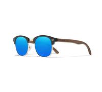 KINGSEVEN Handmade 2023 Sunglasses Made of Black Walnut Wood Men Polarised UV400 Protection Semi-Rimless Retro Glasses Women Oculos, blue, 49
