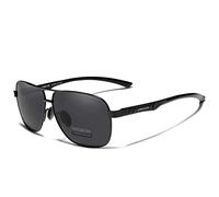KINGSEVEN Mens Sunglasses Pilot Round Vintage Classic Retro Designed Polarized UV400 Protection Al-Mg Ultra-Light 7188 (Black/Gray)