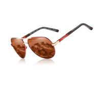 KINGSEVEN Men's Vintage Aluminium Polarised Sunglasses Classic Brand Sunglasses Coating Lens Driving Glasses for Men/Women, red brown, 63