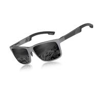 KINGSEVEN Polarised Sunglasses Men's Retro Classic Durable Rectangle Aluminium Magnesium Sunglasses Outdoor Leisure Holiday Travel Driving HD Lenses with UV Protection, Gun Grey, 58