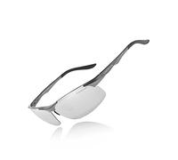 KINGSEVEN Sport sunglasses for men Polarized driving glasses Ultra light Al-Mg metal frame UV400 protection 9126 (Mirror Silver)