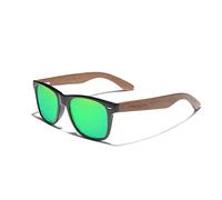 KINGSEVEN Wooden Sunglasses Polarized for Men Women Retro Vintage Mirrored Lenses Walnut Wood Frame W5777