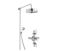 Kingsey Traditional Triple Exposed Valve & Rigid Riser Shower Set - Chrome/White - Balterley