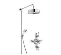 Kingsey Traditional Triple Exposed Valve & Rigid Riser Shower Set - Chrome/White - Balterley