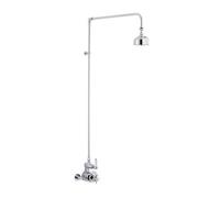 Traditional Twin Exposed Thermostatic Shower Valve & Rigid Riser Kit - Chrome