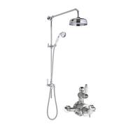Kingsey Traditional Twin Exposed Valve & Rigid Riser Shower Set - Chrome/white - Balterley