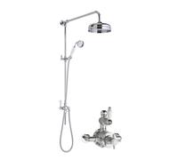 Kingsey Traditional Twin Exposed Valve & Rigid Riser Shower Set - Chrome/White - Balterley