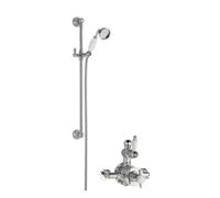 Kingsey Traditional Twin Exposed Valve & Slide Rail Shower Set - Chrome/white - Balterley