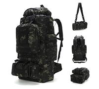 King'sGuard 100L Camping Hiking Backpack Molle Rucksack Military Camping Backpacking Daypack, Black-cp, L, Camping Backpack