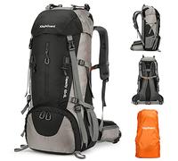 King'sGuard 70L Hiking Backpack with Rain Cover Lightweight Travel Backpack Waterproof Camping Backpack, Black, 50L, Travel Backpacks