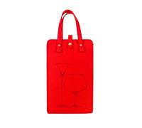 Kingshion Felt 2 Wine Bottle Carrier Bag with and Handle, Travel 2 Compartments Bottle Wine Carry Bag (Red)