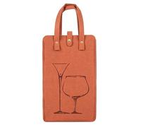 Kingshion Felt 2 Wine Bottle Carrier Bag with and Handle, Travel 2 Compartments Bottle Wine Carry Bag (Khaki)
