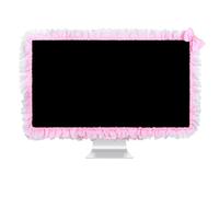 Kingshion Pink Computer Monitor Cover, 32-38 inch Cute Lace Dust Protector with Bow-knot Pen Pocket, Elastic Screen Decoration for PC, Laptop, TV