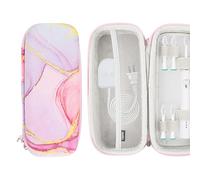 Kingshion Toothbrush Travel Case Compatible with Oral-B Pro 1000, 2000, 3000, 3500, 1500/ for Philips Sonicare ProtectiveClean 4100 5100 Electric Toothbrush with Mesh Pocket for Accessories, Pink