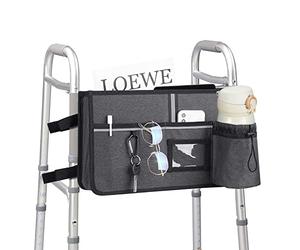Kingshion Walker Bag Walkers Basket Accessories Walker Attachment, Handicap Basket Pouch for Mobile Accessory Bags are The Best Gifts for The Elderly Their Friends and Family (Grey)