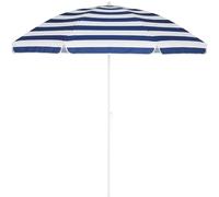 Kingsleeve® 200cm Parasol UV50+ Garden Parasol UV Umbrella, Height Adjustable 2m Beach Umbrella with Tilt Function, Carry Bag & Ground Spike, Sun Shades for Garden Balcony Beach Umbrellas Blue/White