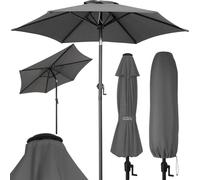 Kingsleeve® Fiji 2m Aluminium Garden Parasol with Crank Handle and Cover | 200cm Tilting Adjustable Patio Balcony Sun Umbrella | Foldable & Tiltable | Waterproof | Water-Repellent | Anthracite