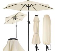 Kingsleeve® Fiji 2m Aluminium Garden Parasol with Crank Handle and Cover | 200cm Tilting Adjustable Patio Balcony Sun Umbrella | Foldable & Tiltable | Waterproof | Water-Repellent | Beige Cream
