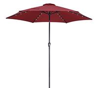 Kingsleeve® Florida 3m Aluminium Garden Parasol with LED Solar Lighting and Protective Cover | 300cm UV Protection 80+ | Large Hexagonal Round Tiltable Patio Balcony Umbrella | Red