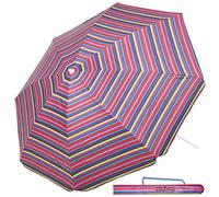 Kingsleeve® Beach Parasol 180cm UV50+ - Multicoloured Sun Umbrella, Height Adjustable & Tilt Function with Carry Bag & Ground Spike - Garden Balcony Beach Shade