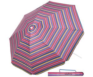 Kingsleeve® Beach Parasol 200cm UV50+ - Multicoloured Sun Umbrella, Height Adjustable & Tilt Function with Carry Bag & Ground Spike - Garden Balcony Beach Shade