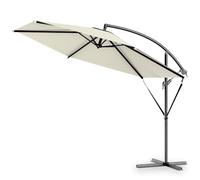 Kingsleeve® Brazil 3m Cantilever Garden Parasol with Stand, Cover & Wind Strap | UV80+ Sun Protection | Water-Repellent | 300cm Large Tiltable Round Patio Umbrella | Crank Handle | Cream