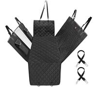 Kingsleeve® Car Dog Protective Seat Cover | Waterproof Scratch-Resistant Travel Hammock | Universal | Integrated Mesh Window and Lead | Non-Slip Protection for Car Back Seat | Black