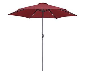 Kingsleeve® Florida 3m Aluminium Garden Parasol with UV80+ Protection, LED Solar Lighting & Protective Cover | 300cm Large Tiltable Patio Balcony Umbrella | Hexagonal Round | Red