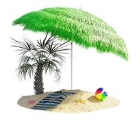 Kingsleeve® Hawaii Garden Parasol | 1.9m Height | 1.6m Diameter | UV30+ Protection | Tiltable | Height-Adjustable | Ground Spike | Large Round Straw Raffia Tiki Hut Thatch Umbrella | Green