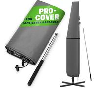 KINGSLEEVE® Parasol Cover 208x48cm Outdoor Cantilever Garden Umbrella Cover | for Garden Parasols. Polyester Cantilever Parasol Covers with Zip, Waterproof, Windproof, Anti-UV, Installation Rod, Grey