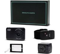 Kingsley & Harper Luxury Travel Accessories Set with Power Bank, Universal Adapter & TSA Luggage Strap - in Black Kingsley & Harper Black